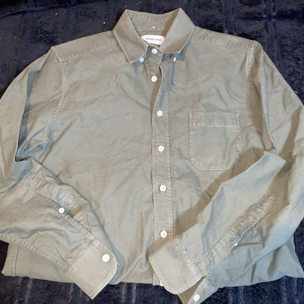 Taylor Stich Army Green Long Sleeve Shirt Men's 38 Preppy Button Down Casual - Picture 3 of 8